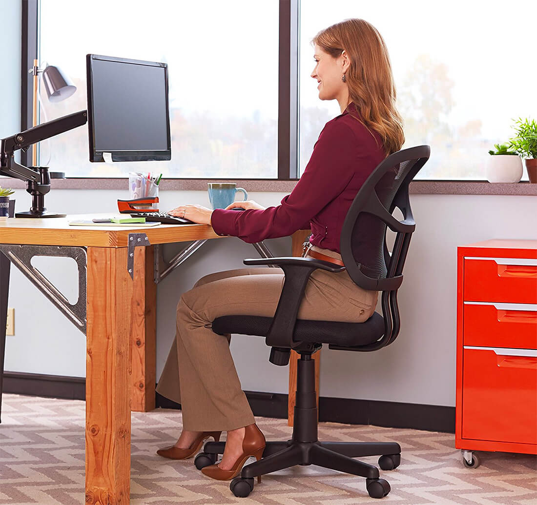 AmazonBasics Mid-Back Chair is probably the cheapest office chair with ok quality