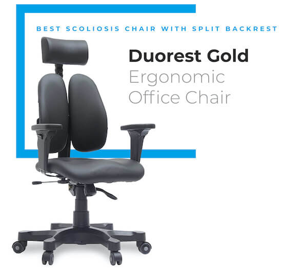 Duorest Gold Leather Chair with Twin Backrests - best scoliosis chair