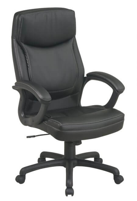 Office Star High Back Thick Padded Contour Seat and Back Eco Leather Executive Chair with Locking Tilt Control